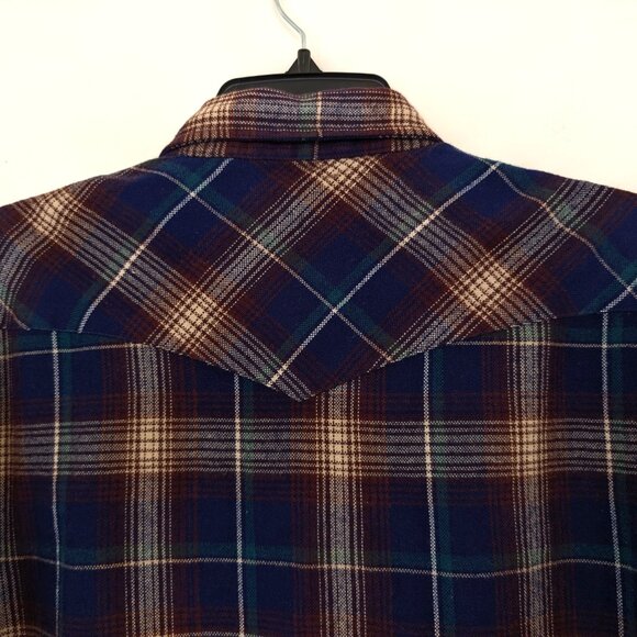 ROEBUCKS Men's XL Multicolor Plaid Flannel Pearl Snap Pocket Long Sleeve Western - Picture 9 of 15